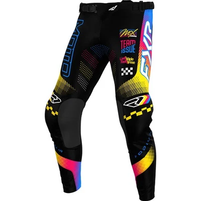 Pantalones todoterreno FXR Podium Youth MX negros/azules/Razz Foto 1 de 2