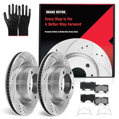 Front Disc Rotors & Brake Pads for Toyota Tundra Sequoia Land Cruiser 2016-2021 Foto 1 de 4