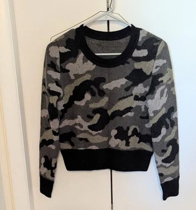 Suéter de cachemir Naadam para mujer talla XS negro verde camuflaje pulóver - Imagen 1 de 10
