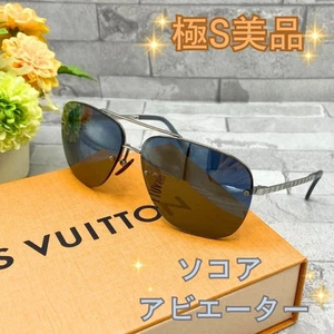 Louis Vuitton Dark Grey Damier Socoa Aviator Sunglasses in Blue - Picture 1 of 10