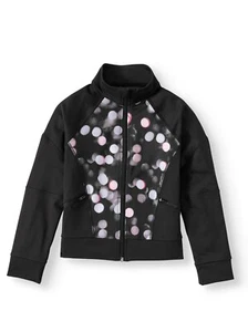 Avia Girls Performance Track Jacket Size Small (6-6X) Black Dot Print NEW - Picture 1 of 1