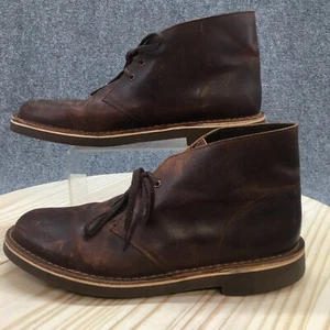 Clarks Boots Mens 10.5 M Chukka Ankle Booties Brown Leather Lace Up Comfort - Picture 1 of 16