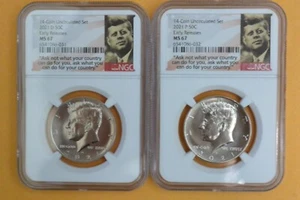 Kennedy P&D 2021 set NGC MS67/MS67 lanzamientos tempranos - Imagen 1 de 2