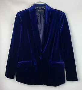 INC International Concepts Jacket Navy Blue Velveteen Collared Button Lined Sz M - Picture 1 of 10
