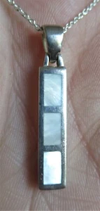 STERLING SILVER MOTHER OF PEARL RECTANGLES PENDANT NECKLACE 925 5.15g (24652) - Picture 1 of 8