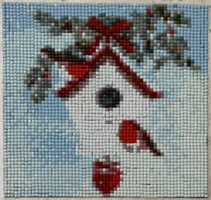 Birdhouse Holidays  Yule Christmas Diamond Painting Ready to Frame  (6” x 6”) - Picture 1 of 3