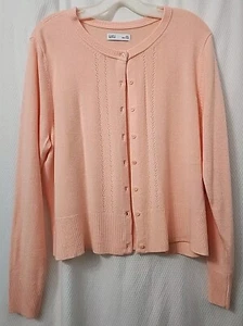 Cardigan Women’s Pink (peach) Sweater Long Sleeve PXL Fairy Balletcore NWT Soft - Picture 1 of 9
