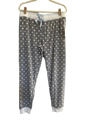 NWT PJ Salvage XL Velour Gray Polka Dot Joggers Lounge Pants Soft #PQ34/48 - Image 1 of 4