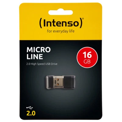 kQ Intenso 16GB USB Stick Micro Line mini USB flash drive 16 GB Speicher schwarz - Bild 1 von 4