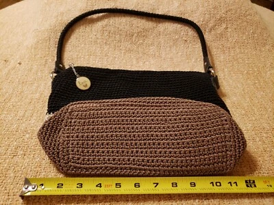 黑色米色棕色钩针编织手提包编织面料经典Lina  — 第 1/4 张图片