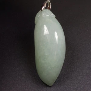 Certified Grade A 100% Natural Green Jade Jadeite Pendant Carved Ruyi 福瓜 Z1039 - Picture 1 of 12