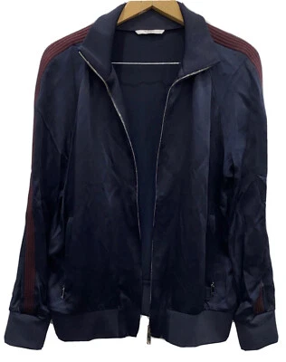 VALENTINO⚡Satin textured blue track stripe logo jacket size 50IT/US 40 Large - Image 1 of 4