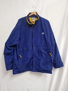 Abrigo Chaqueta Deportiva Impermeable Vintage 00' Adidas Negro Azul Cremallera Completa 42/44 Grande - Imagen 1 de 9