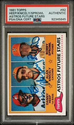 1981 Topps #82 Astros Future Stars Heep/Knicely/Spotlights Autos  PSA Authentic - Image 1 of 2