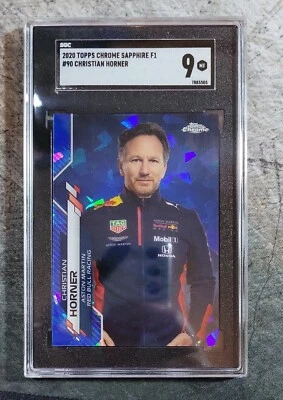 2020 CHRISTIAN HORNER Topps Chrome Formula 1 F1 Sapphire RED BULL #90 SGC 9 - Image 1 of 2