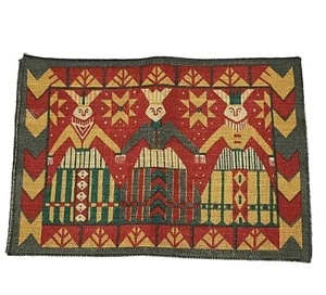 Runni Tekstiltrykk Scandinavian Folk Themed Jute Placemat Wall Hanging Norway 4 - Picture 1 of 7