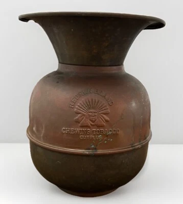 Tabaco de mascar vintage de cobre y latón Spittoon marca REDSKIN 9" X 11" Foto 1 de 4