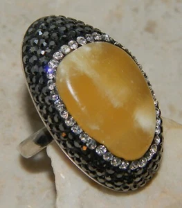 Huge!! Natural Brown Jasper .925 Sterling Silver Ring size 7 3/4 - Picture 1 of 3