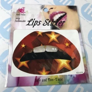 *lip temporary tattoo patterned. Parties/festivals/fancy dress.lips Sticker # - Picture 1 of 3