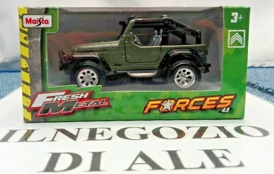 MAISTO FORCES 4,5" AUTOMEZZO MILITARE-JEEP RUBICON  DIE CAST METAL COLORE VERDE - Immagine 1 di 4