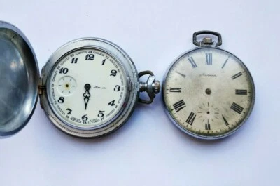 Lot 2 pieces Vintage pocket Watch MOLNIJA SOVIET/USSR cal 3602 NOT WORKING 1960s - Image 1 of 4