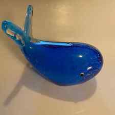 Beautiful Art Glass Blue Whale Controlled Bubble Figurine Sculpture-Paperweight