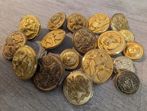 18 Military Uniform Buttons Waterbury, NS Meyer, Renewed 35, Handy ++ All Marked - Picture 1 of 10
