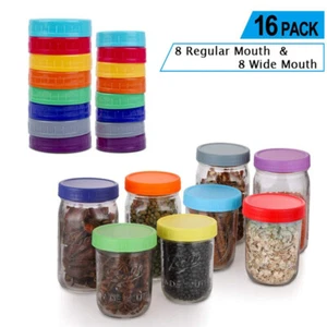 16Pcs 70/86mm Mason Jar Lids Wide Mouth for Ball Kerr Storage Jars Plastic Caps\ - Picture 1 of 10