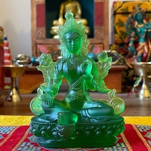Estatua de vidrio verde transparente Tara verde - Imagen 1 de 4