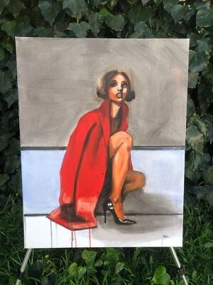 MALIA PETTIT Original MODERN EXPRESSIONIST Beautiful Fashion Girl Oil on Canvas - Image 1 of 4