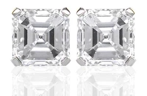 1.00ct Diamond Solitaire Studs Certified DIF VG Asscher Cut Diamonds in Platinum - Picture 1 of 1