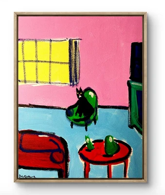 Arte Original Gato Relajado 14x11 Colorido Arte Moderno Pintura Acrílica sobre Lienzo Foto 1 de 4