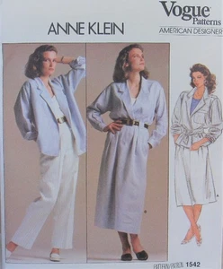 VOGUE Designer ANNE KLEIN 1542 Womens 12 Jacket Shirt Pants Loose ArTsY Pattern - Bild 1 von 2