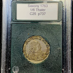 1763 — GERMAN STATES SAXONY-ALBERTINE ELECTORATE 1/6 THALER- SILVER - Picture 1 of 4