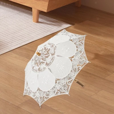 Encaje Floral Boda Paraguas Artesanal Disfraz Accesorio para Fiesta Temática Juego de Rol Foto 1 de 4