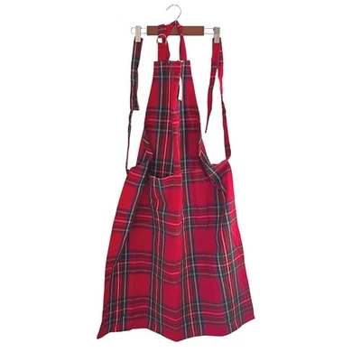 NWT New Sur La Table Holiday Christmas Plaid Kitchen Apron Red Green Blue Cotton - Image 1 of 4