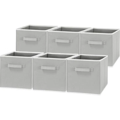 Cubos de almacenamiento plegables, 11 pulgadas gris, paquete de 6 cubos de tela organizadores para C... Foto 1 de 4