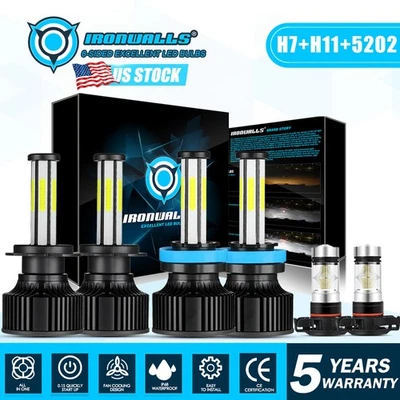 Faro LED Hi-Lo + 5202 antiniebla para GMC Acadia 2007-2012 6 lados 6000 k H7 H11 Foto 1 de 4