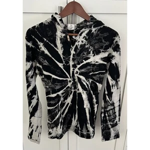 Ark Imports Tie Dye Hoodie Long Sleeve Pullover cottagecore Top Black White L - Picture 1 of 3