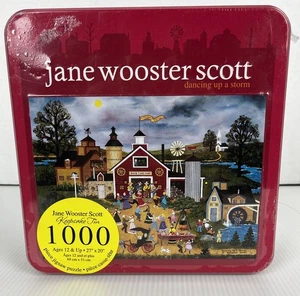 JANE WOOSTER SCOTT 1000 Pc Puzzle Dancing Up a Storm Keepsake Tin Ceaco SEALED - Picture 1 of 6