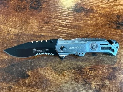 Cuchillo Plegable USMC Rescate Linerlock Hoja de Acero Inoxidable 3.25" Mango de Aluminio Foto 1 de 4