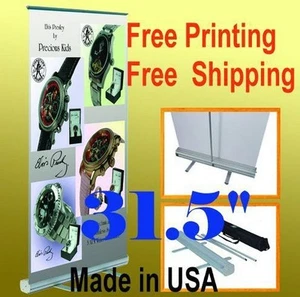 31.5" x 78" Retractable Fiber Graphic Printing Roll Up Banner Stand Trade Show - Picture 1 of 5