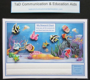 REWARD MOTIVATIONAL 10 FISH CHART - ADHD Autism SEN PECS Visual Behavioural Aid - Picture 1 of 3