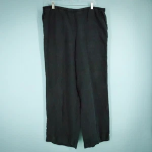 Pantalones de lino de vacaciones J. Jill Love talla grande L negros de pierna recta - Imagen 1 de 6