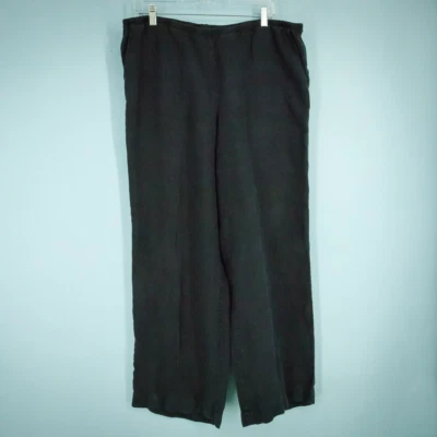 Pantalones de lino de vacaciones J. Jill Love talla grande L negros de pierna recta Foto 1 de 4