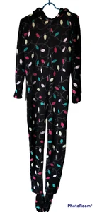 Jenni Intimates Fleece Schlafanzug mit Kapuze und Füßen Weihnachten Einteiler Damen XS - Bild 1 von 4