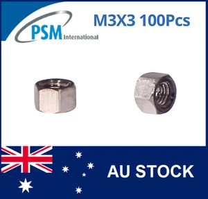 M3 X 3 PSM SPACER HEX FEMALE / FEMALE BRASS NICKEL PLATED SPA01BM33MM 100PCS - Picture 1 of 5