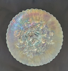 Vintage Northwood Carnival Glass Poppy Show Ice Blue 9.5 Inch Plate - Picture 1 of 20