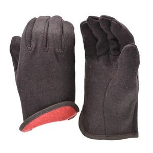G & F 4414 Brown Jersey Winter Work Gloves With Red Fleece Lining - Picture 1 of 8