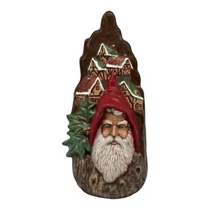 Ceramic St Nick Santa Claus 10" Hand Painted Rustic Christmas Mountain Village - Picture 1 of 12